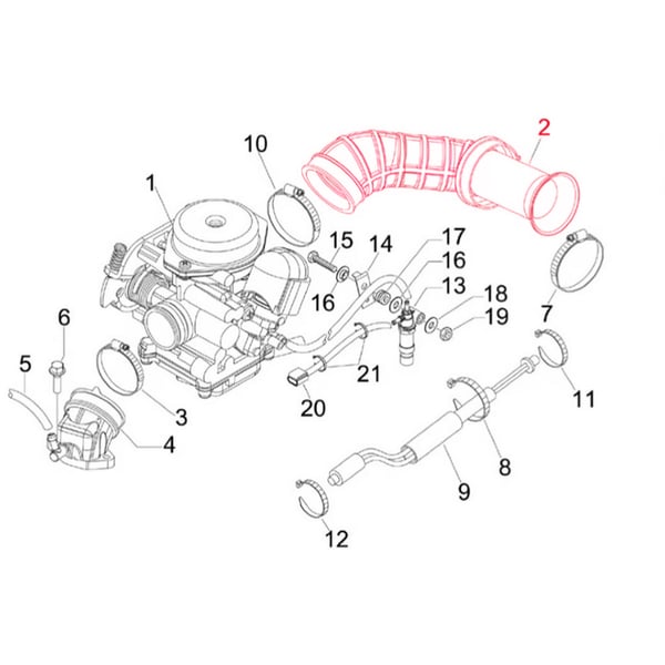 Ansauggummi PIAGGIO- Vergaser f�r Vespa LX 50ccm 4T AC 4-Ventil