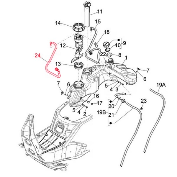 Benzinschlauch PIAGGIO- Zuleitung Benzinpumpe bis Einspritzd�se f�r Vespa GTS-GTS Super-GTV 300ccm HPE (-18-)