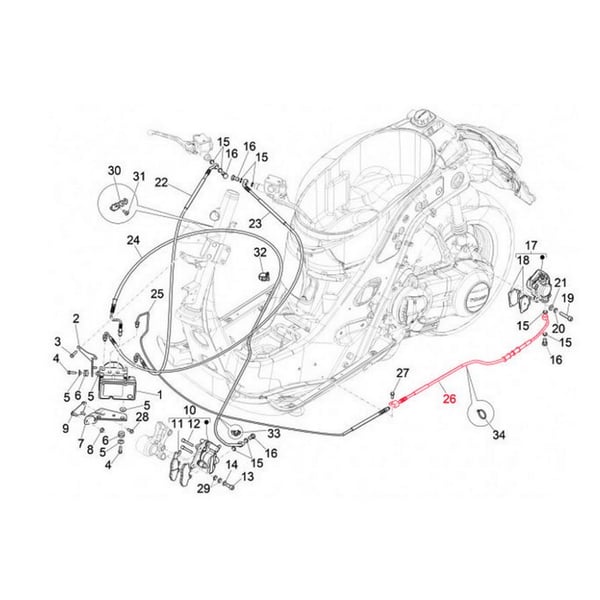 Bremsleitung PIAGGIO- f�r Bremse hinten hintere f�r Vespa GTS-GTS Super 125-300ccm (2023-)