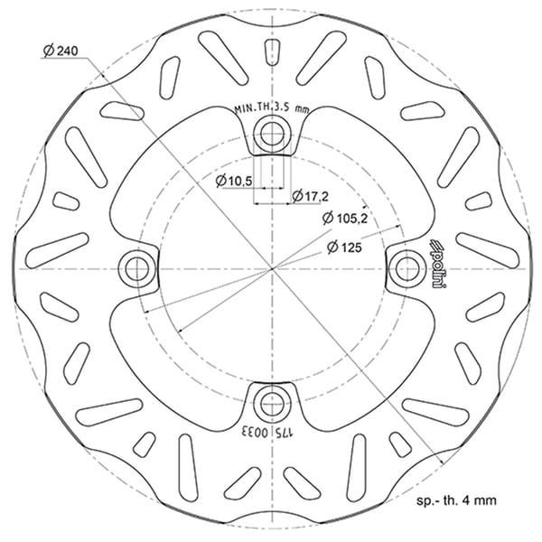 Bremsscheibe POLINI 175-0033 f�r HONDA-PEUGEOT 125-250ccm unter Fahrzeuge & Teile > Fahrzeugersatzteile & -zubeh�r > Motorradzubeh�r
