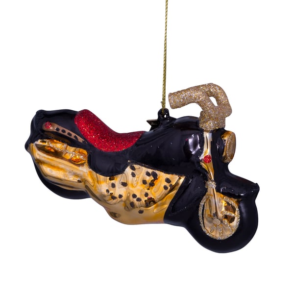 Christbaumschmuck VONDELS mit Motiv Motorrad schwarz - gold 