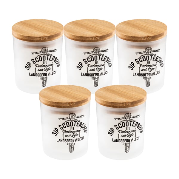 Duftkerze SIP Vanilleduft mit Motiv Vespa Motorroller weiss-schwarz 