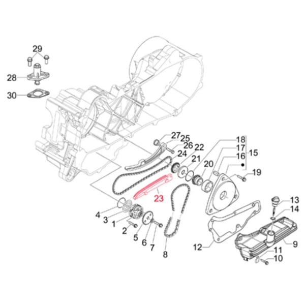 F�hrungsschiene- Steuerkette f�r Vespa ET4-LX-S-Primavera-Sprint 50ccm 4T AC 4-Ventil