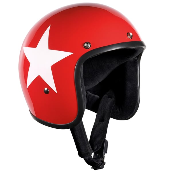 Helm BANDIT Jet Star mit weissem Stern- rot- Gr- M- 57-58cm Jethelm