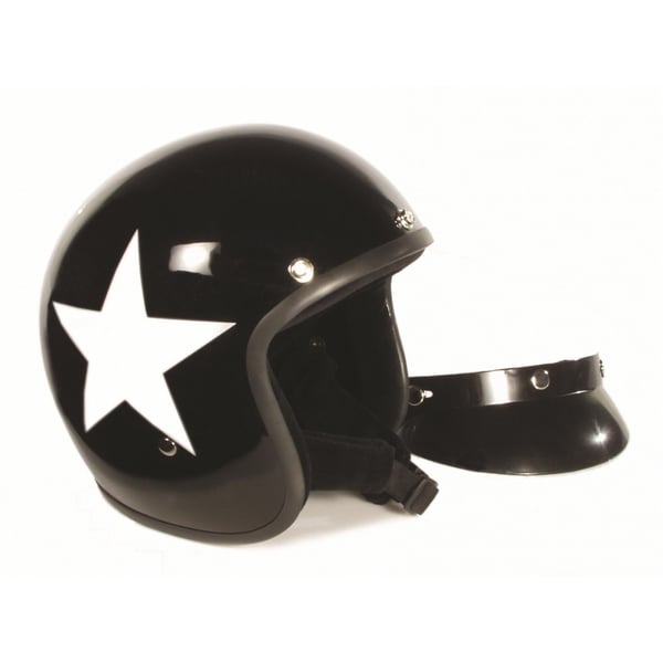 Helm BANDIT Jet Star mit weissem Stern- schwarz- Gr- S- 55-56cm Jethelm