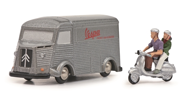 Modell SCHUCO Citroen HY VESPA mit Vespa und Fahrer mit Sozia Limited Edition 