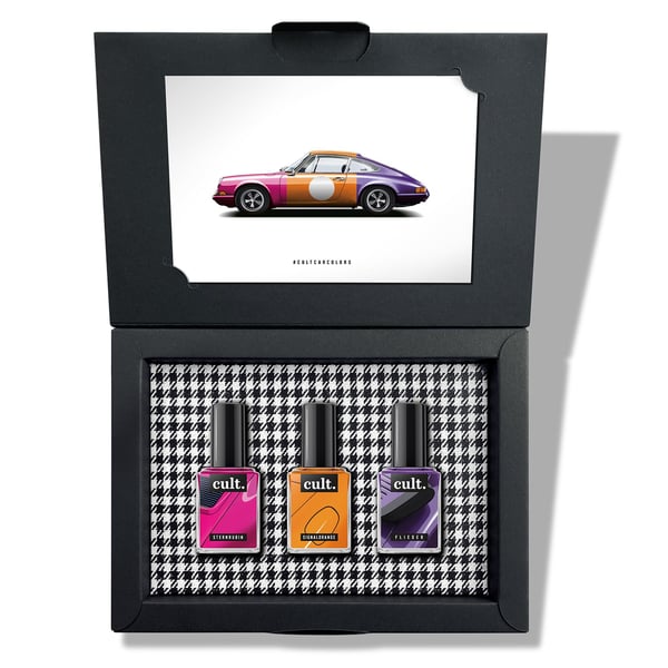 Nagellack-Set PORSCHE 911 sternrubin-signalorange-flieder 