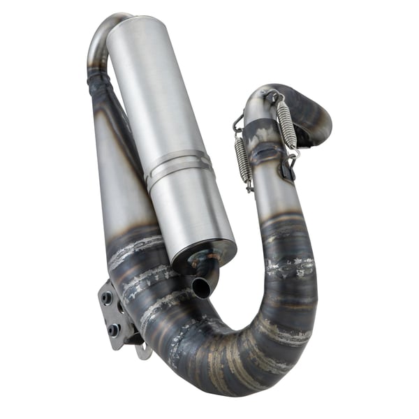 Rennauspuff EGIG Performance Python S- Stahl unlackiert- D�mpfer: Aluminium Farbe (ESD): silber f�r Vespa 90-R-SS-100-125-PV-ET3