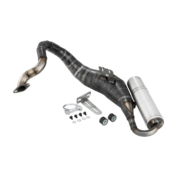 Rennauspuff EGIG Performance UNISEX 1-5mm- Stahl unlackiert- D�mpfer: Aluminium Farbe (ESD): silber f�r Vespa 90-R-SS-100-125-PV-ET3