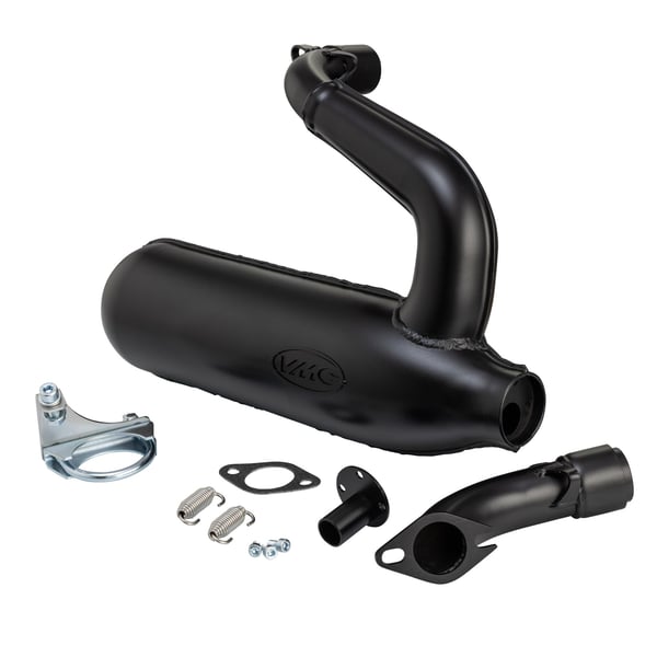 Rennauspuff VMC SILURO SPORT Banane- Stahl schwarz f�r Vespa 90-R-SS-100-125-PV-ET3