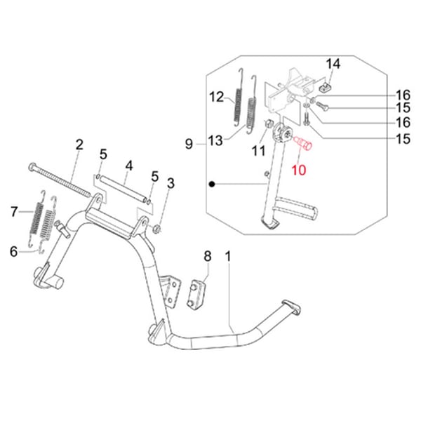 Schraube Seitenst�nder- Sechskant- PIAGGIO f�r Vespa LX-LXV-S 50-150ccm