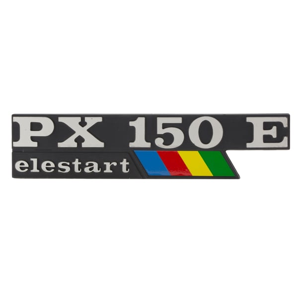 Schriftzug PX150E elestart Seitenhaube links f�r Vespa PX150 E Lusso-EFL-Arcobaleno - Elestart