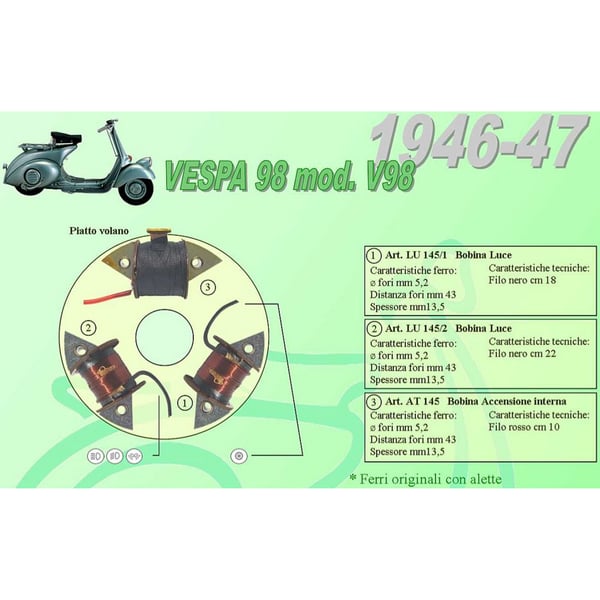 Speisespule Lichtmaschine CEAB 2- Lichtspule- 669 - LU145-2 f�r Vespa 98 1946-1947