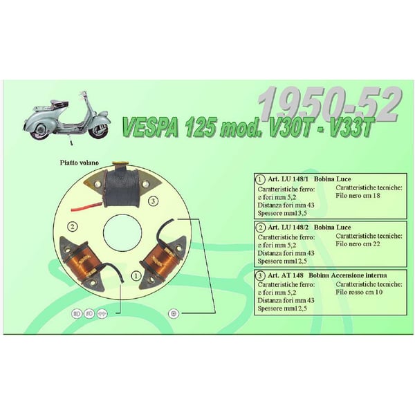 Speisespule Lichtmaschine SIP 2- Lichtspule- 12553 f�r Vespa 125 V1T 2-V15-V30-33