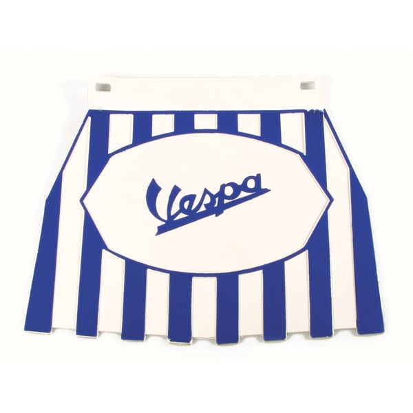 Spritzlappen Vespa mit Motiv blaue Schrift blau-weiss gestreift 