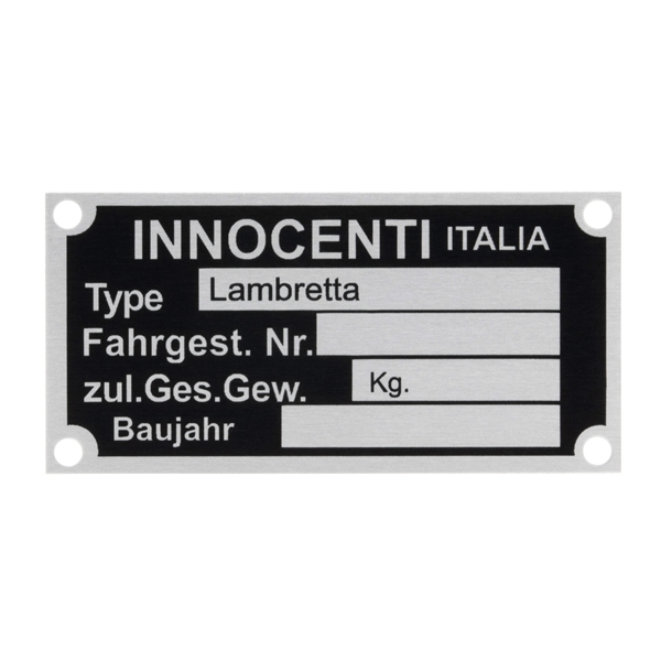 Typenschild Innocenti Italia fr Lambretta fr Lambretta