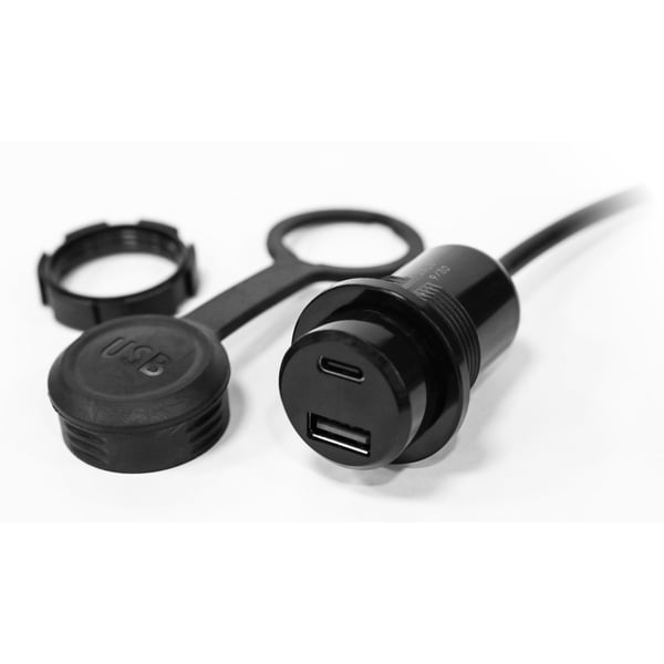 USB Dose-Port SIP DUAL Type C-Type A- by KOSO- 12 Volt DC- 1-5A- Gep�ckfach-Rahmen 