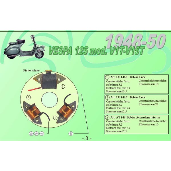 Z�ndspule CEAB innenliegend- AT146 f�r Vespa 125 V1T-V15T 1948-1950